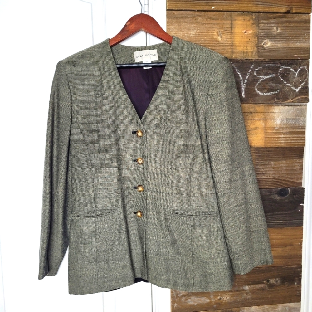 Vtg Evan Picone Blazer Womens 14 Wool Blend Career Professional Jacket, …